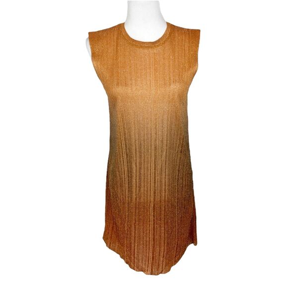 Divided H&M Dress Women Medium Gold Ombre Glitter Knit Metallic Party Casual - Picture 1 of 13